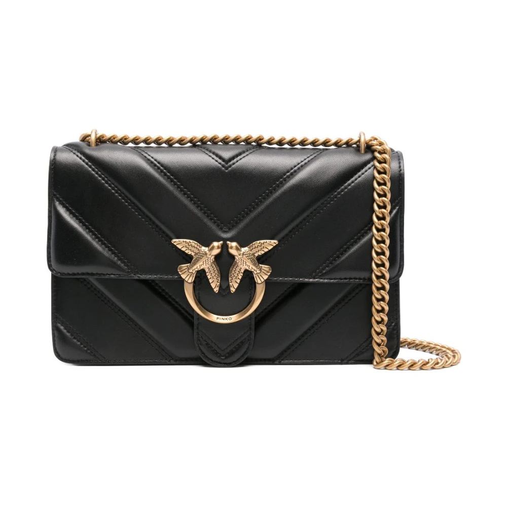 Pinko Zwart Chevron Gewatteerde Schoudertas Black Dames