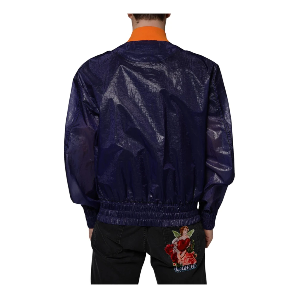 Dolce & Gabbana Blauwe Katoenen Bomberjack met Logo Blue Heren