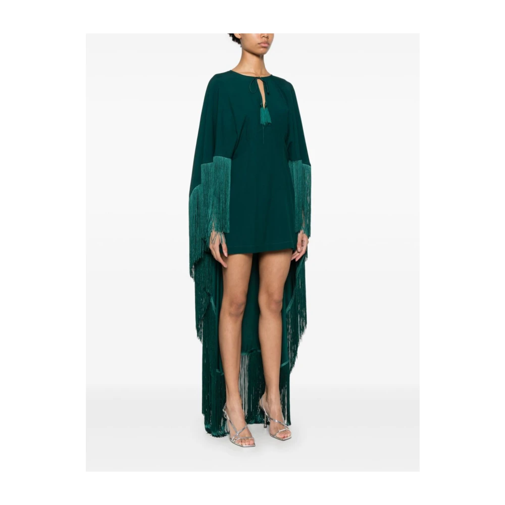 Taller Marmo Groene Cape Jurk met Franje Details Green Dames