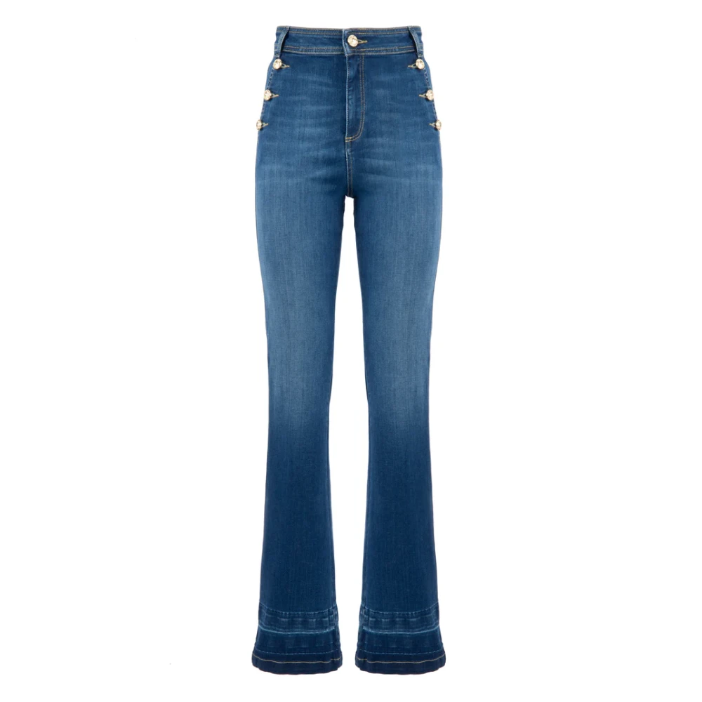 Nenette Hoge Taille Bootcut Jeans Blauw Blue Dames