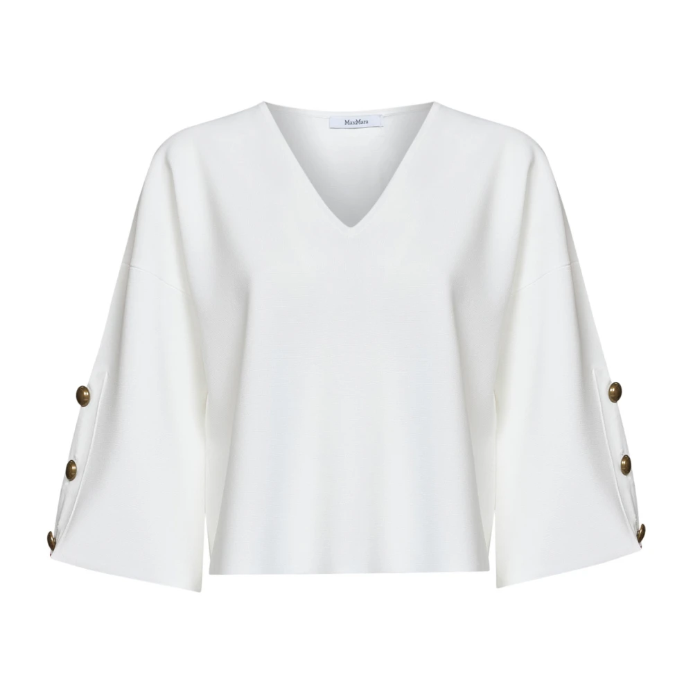 MAX MARA | White viscose crepe MXMFORMO top with slits | female | L - Image 2
