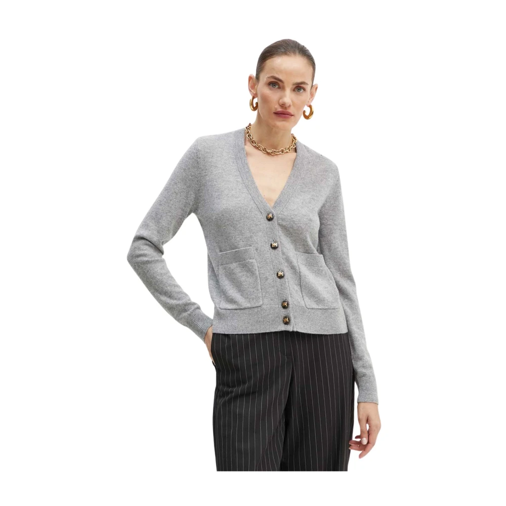 Elisabetta Franchi Kasjmier Vest met Hoornknopen Gray Dames
