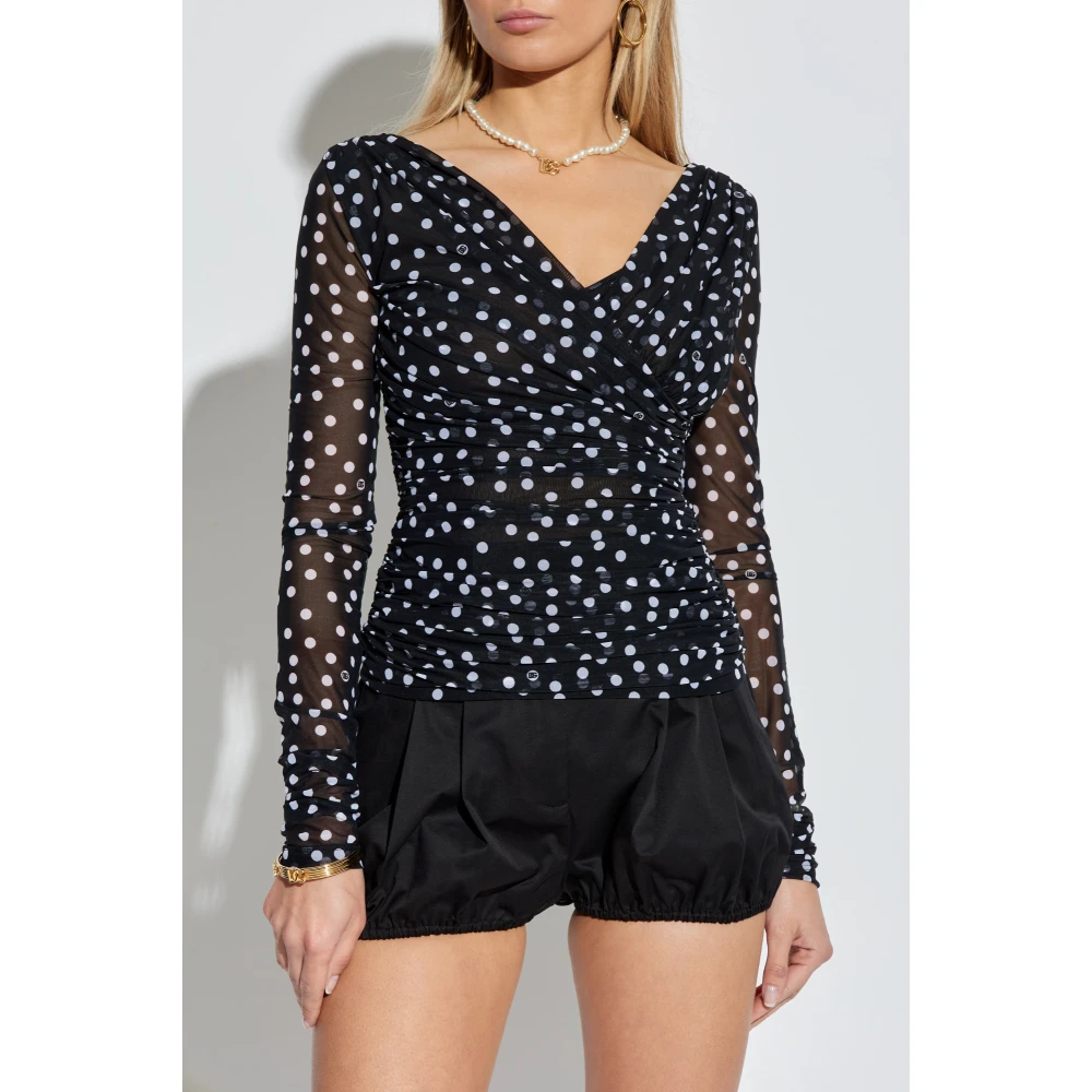 Dolce & Gabbana Top met polka dot patroon Black Dames