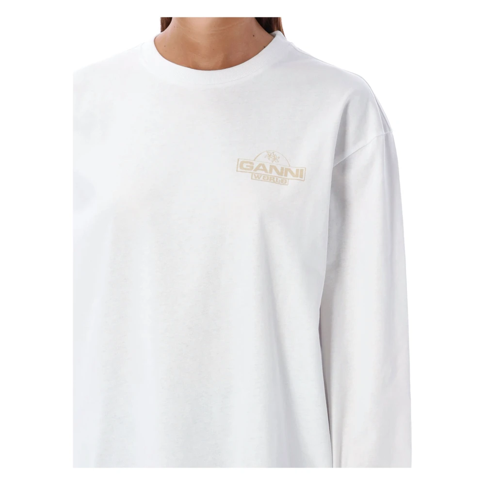 Ganni Heldere Witte Breigoed Future Heavy Jersey Palm White Dames