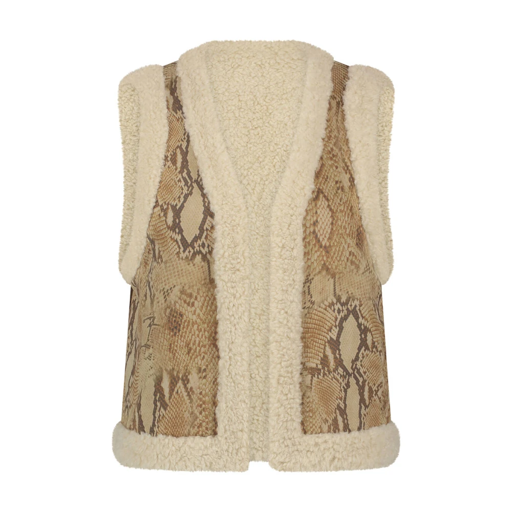 Tramontana Slang Gebonden Suedine Gilet Beige Dames