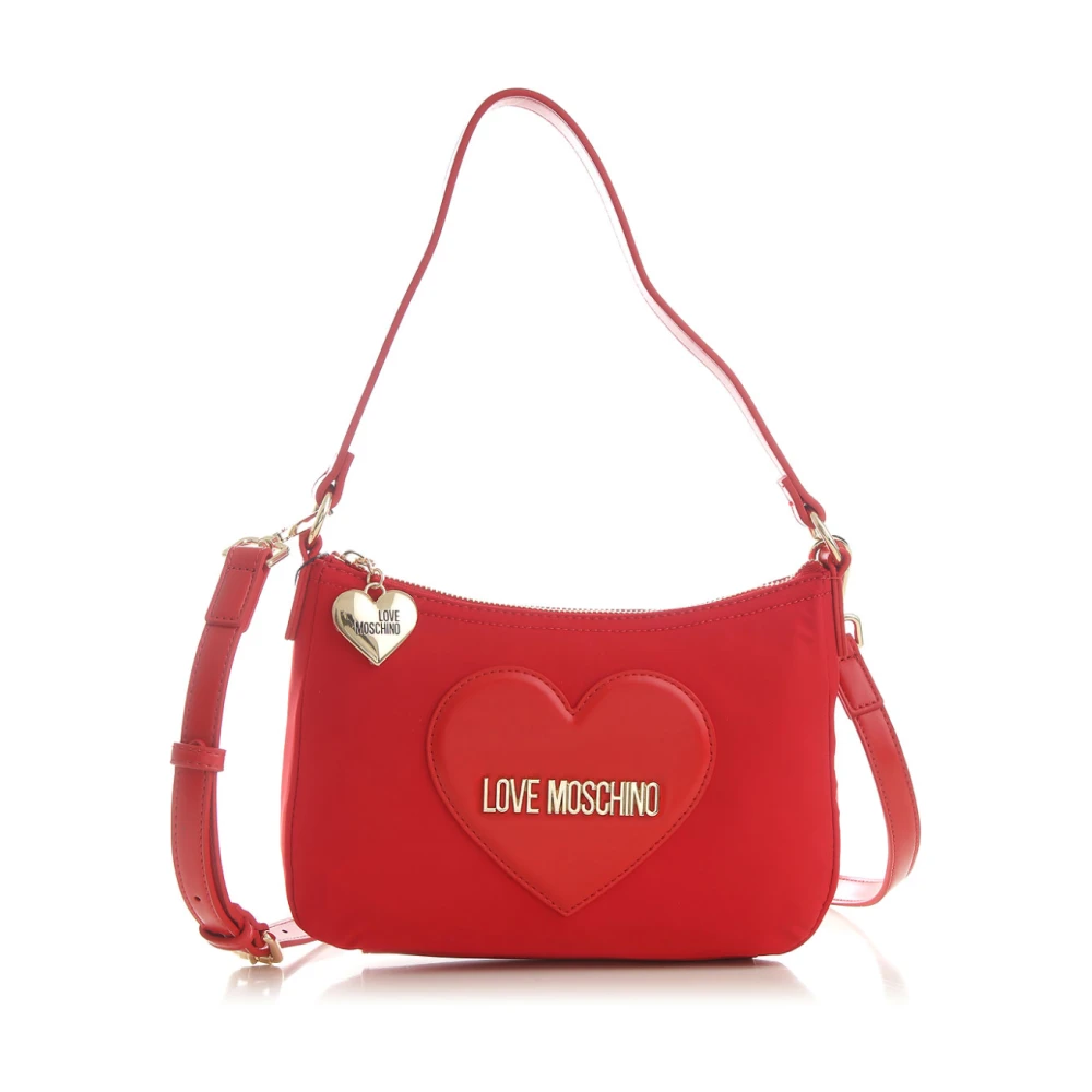 Moschino Heart Logo Hobo Axelremsväska Red, Dam