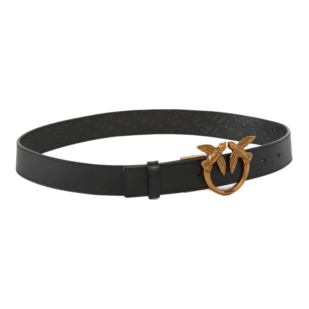 pinko Love Berry Monogram Leren Riem Zwart Black Dames