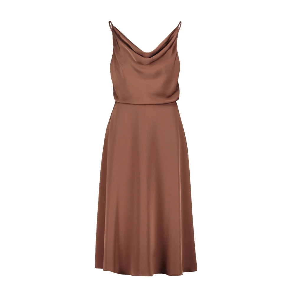 Vera Mont Donna Marrone Satin Midi Dress