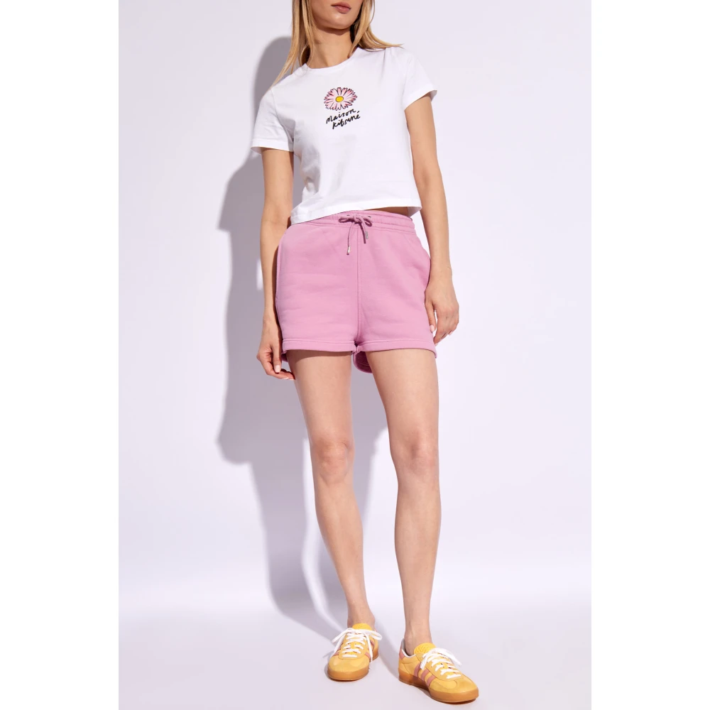 Maison Kitsuné Shorts met een patch Pink Dames