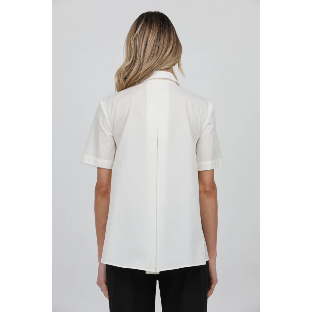 MeiMeiJ Korte Mouw Geplooide Voorkant Shirt Beige Dames
