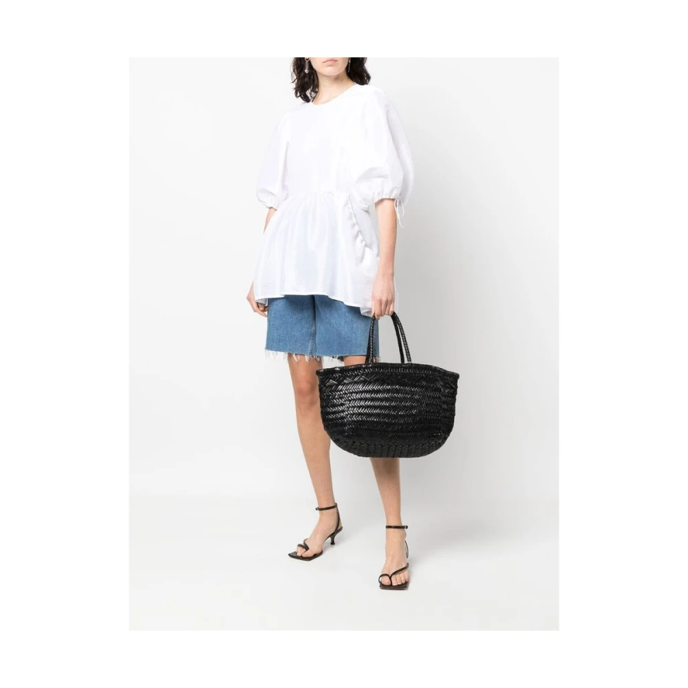 Dragon Diffusion Leren Tote Tas met Gevlochten Ontwerp Black Dames
