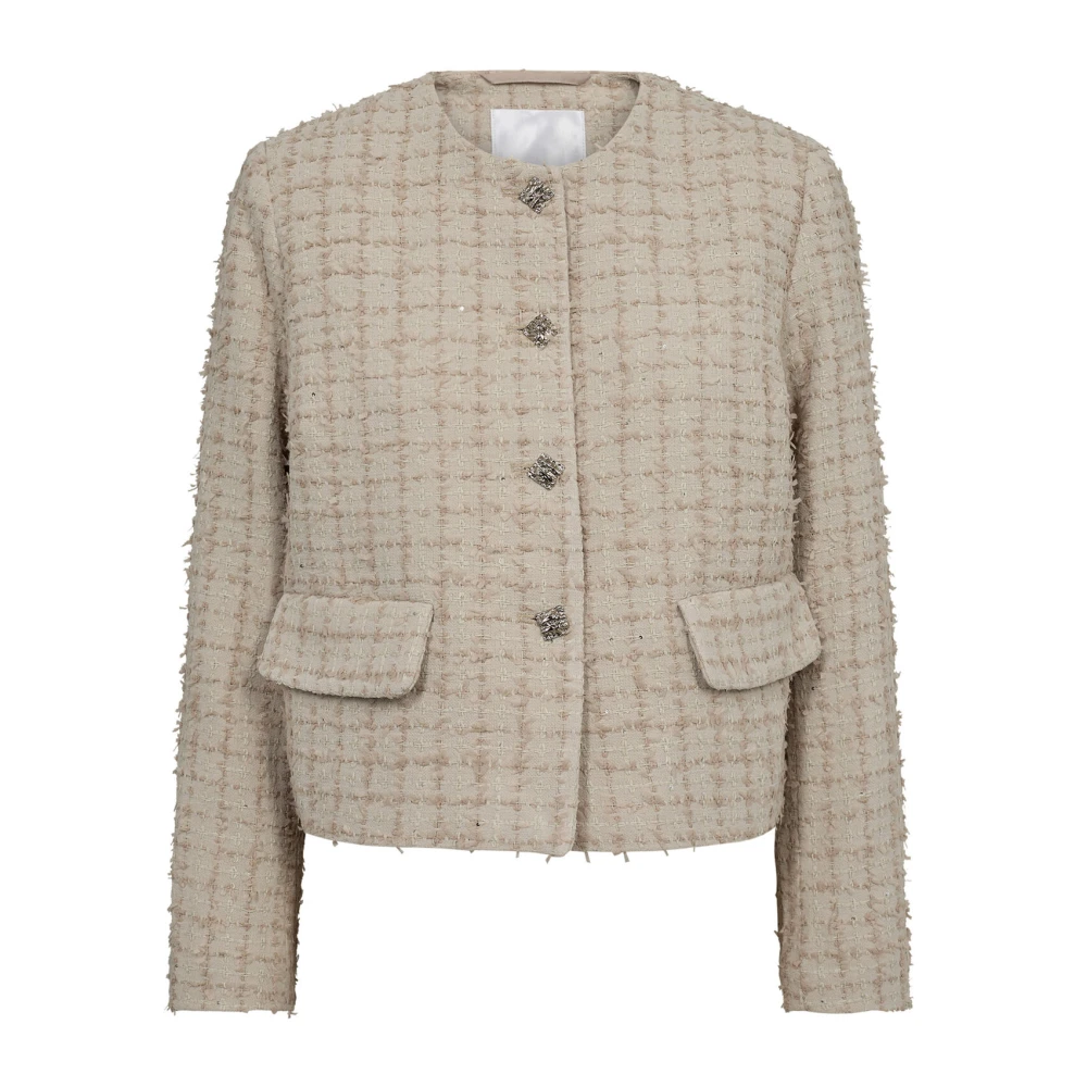 Co'Couture Elegante Boucle Jas voor Vrouwen Beige Dames