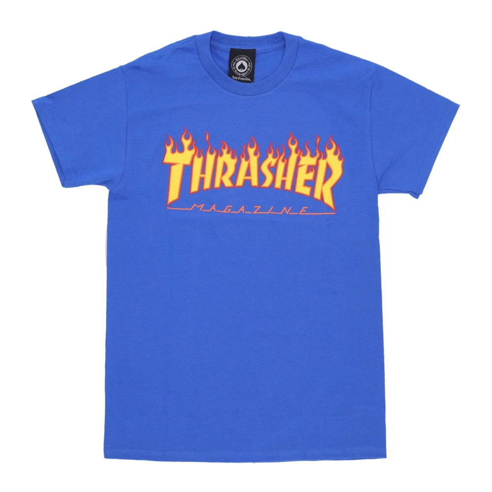 Thrasher Flame Tee Heren T-shirt Blauw Geel Blue Heren