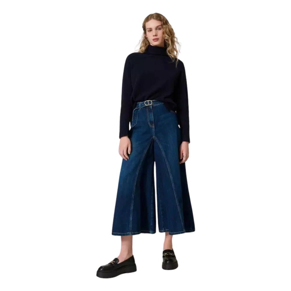 Twinset Donker Indigo Cropped Denim Jeans Blue Dames