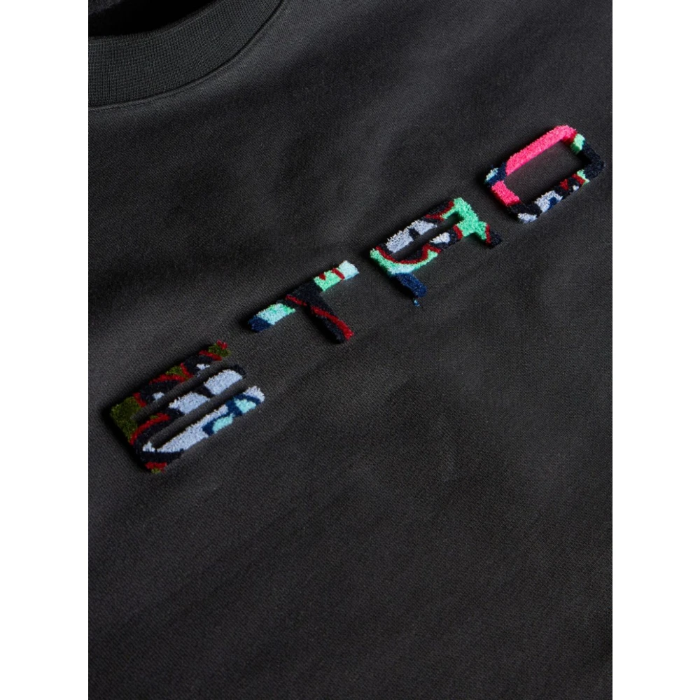 ETRO Zwarte Jersey Logo Trui Black Heren