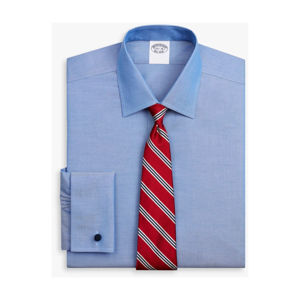Brooks Brothers Blauw Slim Fit Non-Iron Stretch Supima Katoen Pinpoint Oxford Overhemd met Ainsley Kraag Blue Heren