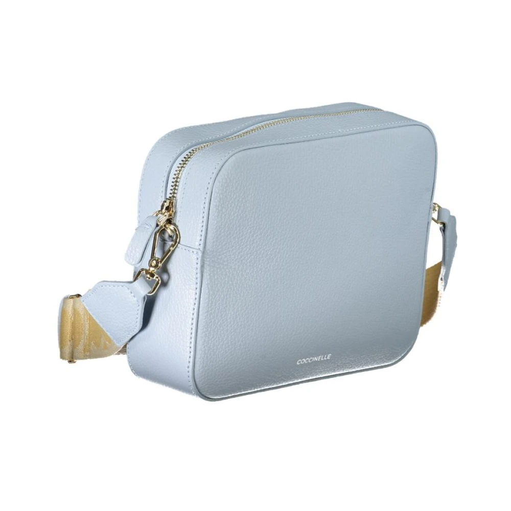 Coccinelle Blauwe Leren Schoudertas met Rits Blue Dames