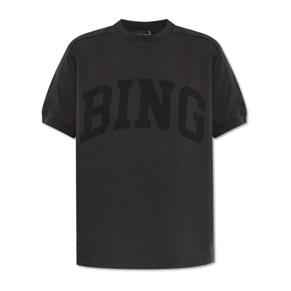 Anine Bing T-shirt met Raglanmouwen en Print Gray Heren