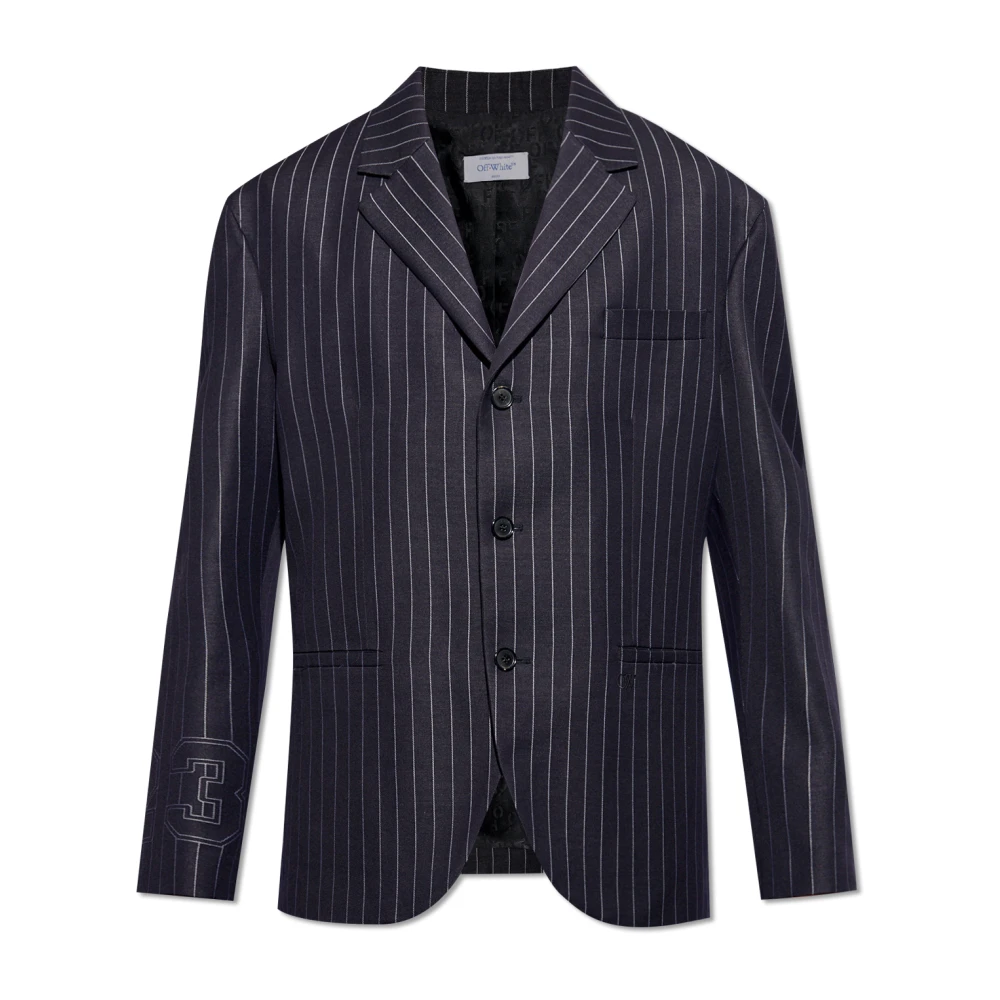 Off White Men's Blue Blazers, M, Wool Blazer