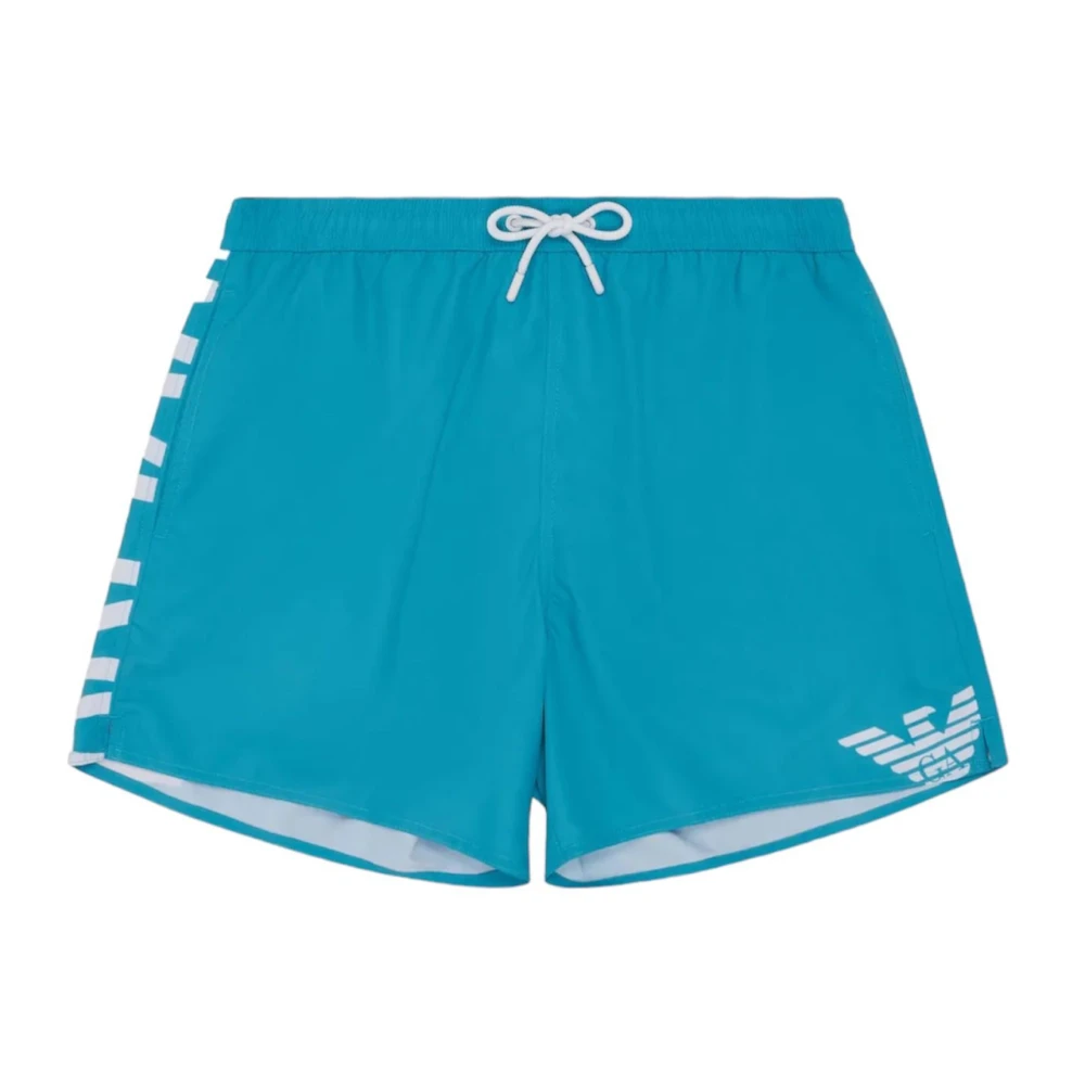 Emporio Armani Turquoise Zwemboxer met Vet Logo Blue Heren