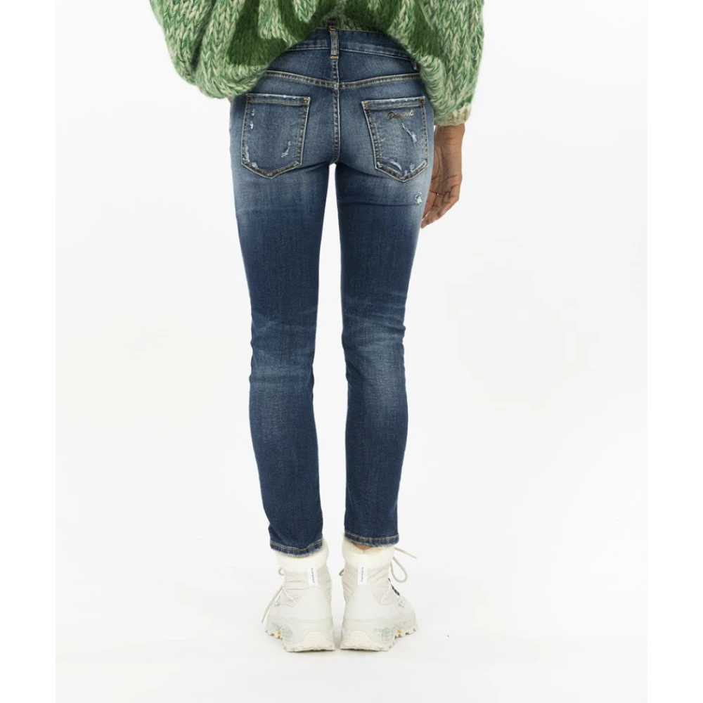Dsquared2 Slim-Fit Cropped Denim Jeans Blue Dames