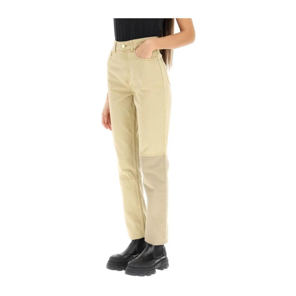 Ganni Patchwork Beige Jeans voor vrouwen Beige Dames