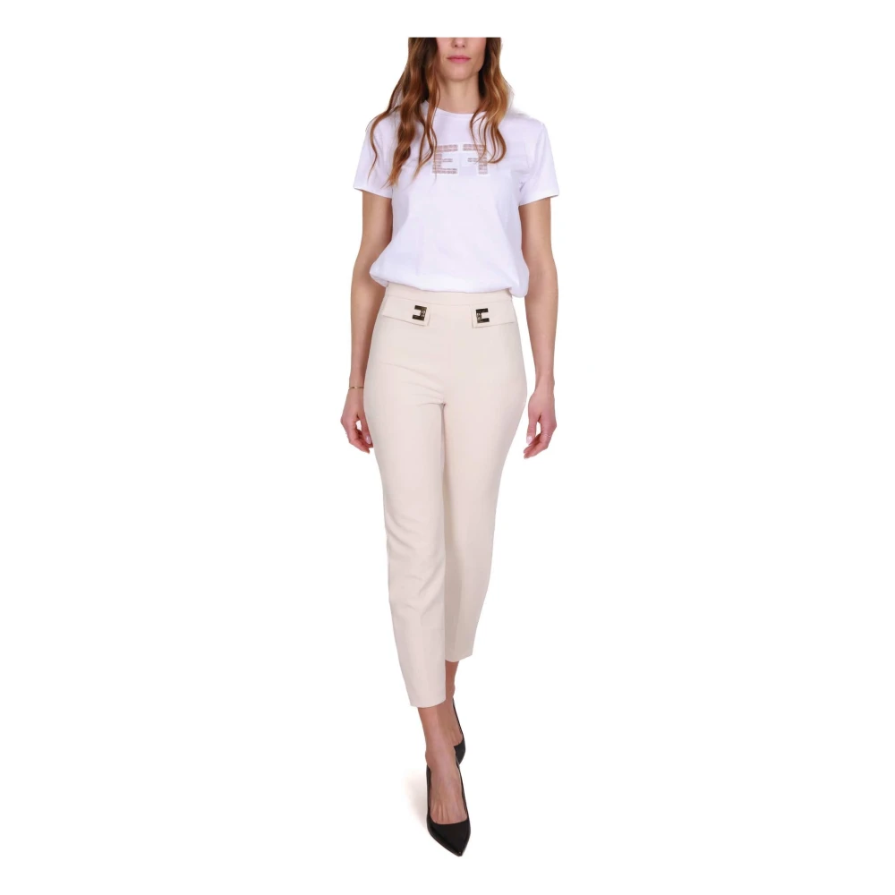 Elisabetta Franchi Elegante Crepe Boter Broek Beige Dames