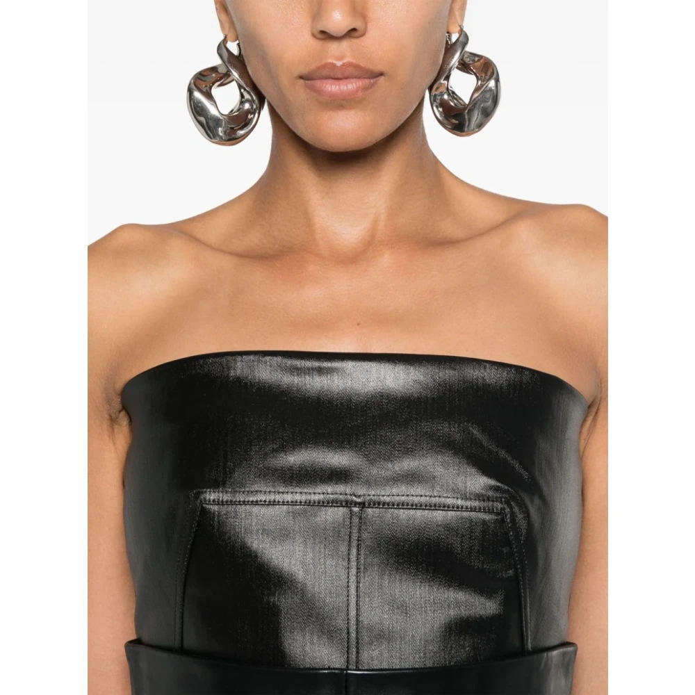 Rick Owens Coated-Denim Panelled Bustier Top Black Dames