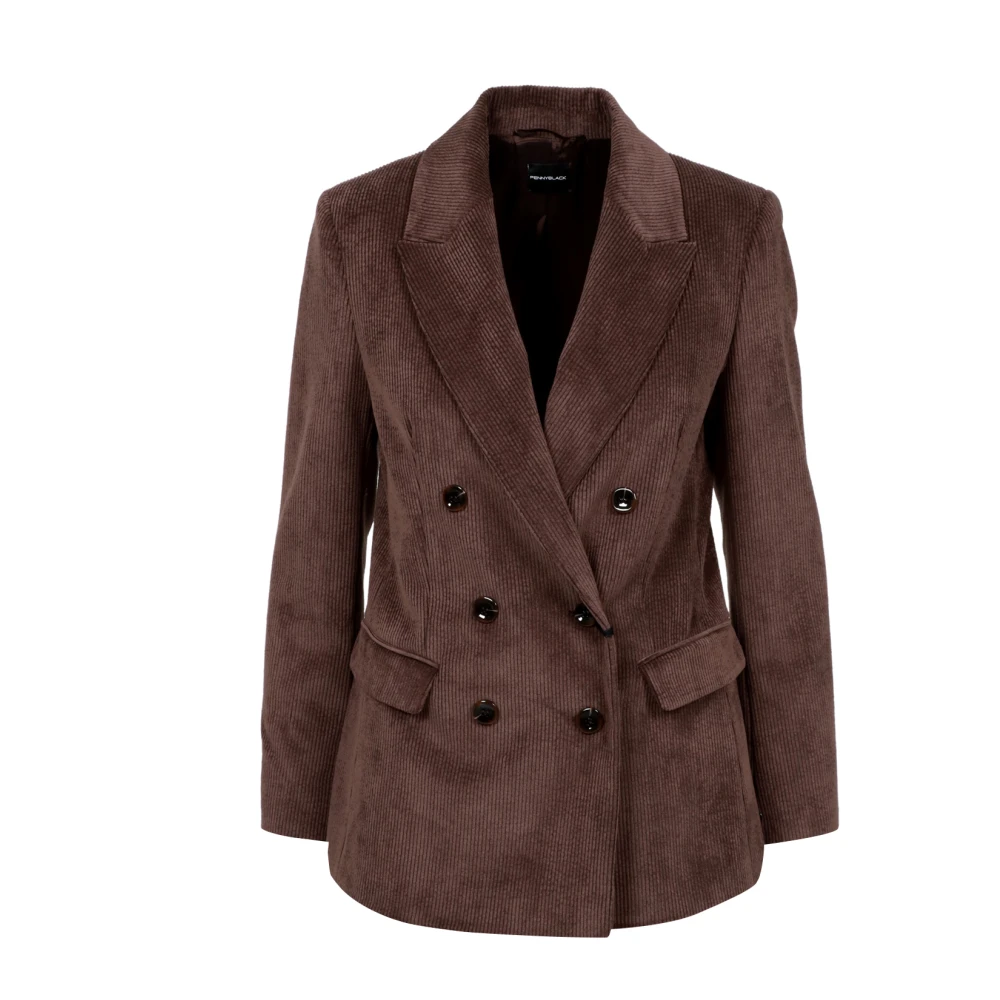 Pennyblack Bruine Corduroy Jas Dubbele Rij Krappe Pasvorm Brown Dames