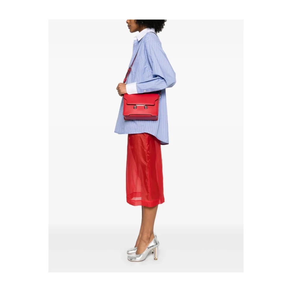 Marni Rode Zilveren Sluiting Winkel Tas Red Dames