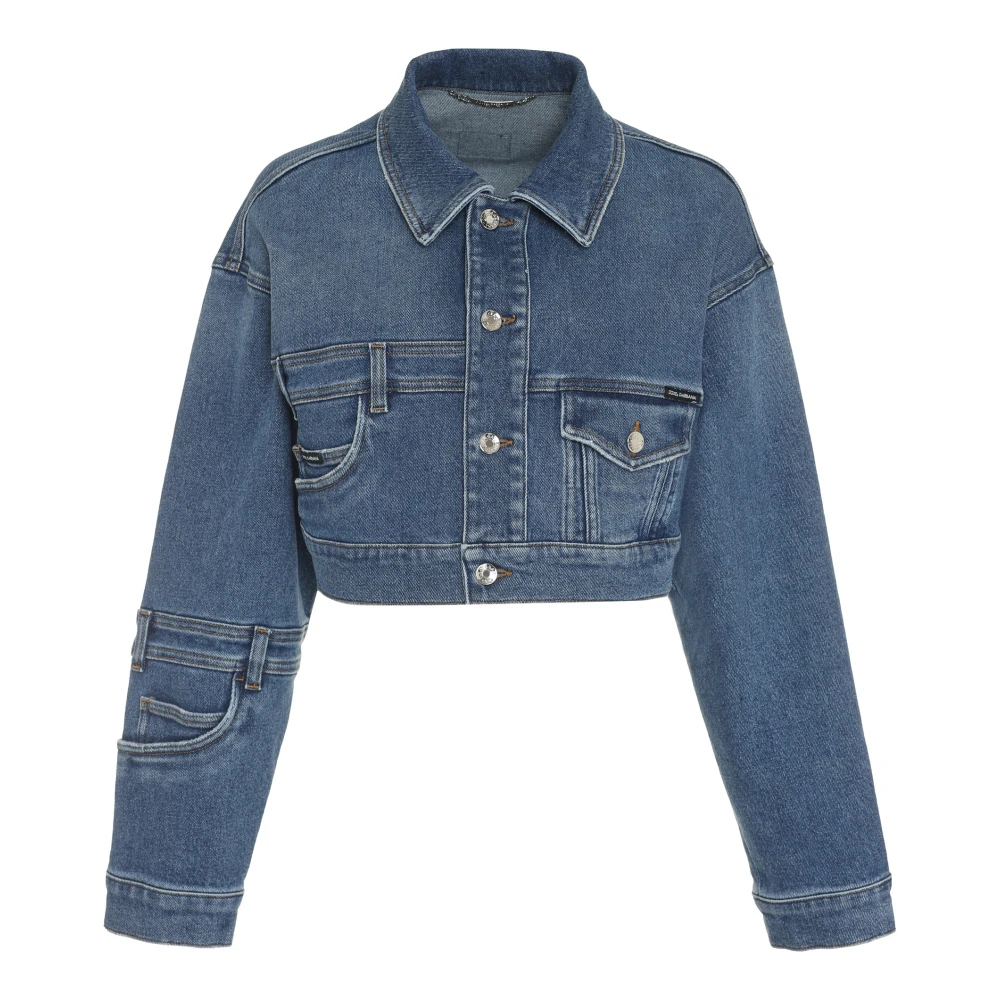 Dolce & Gabbana Patchwork Cropped Denim Jack Blue Dames