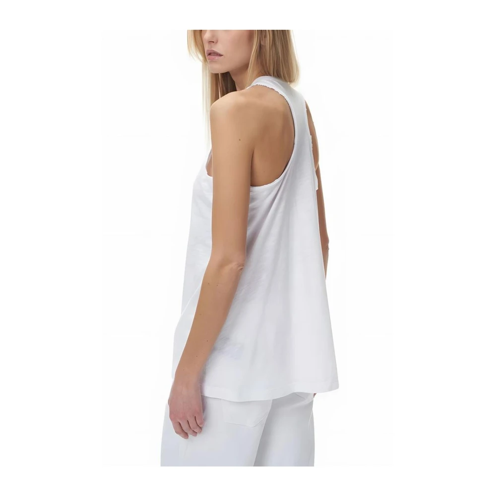 Blauer Witte Katoenen Tanktop Damesmode White Dames