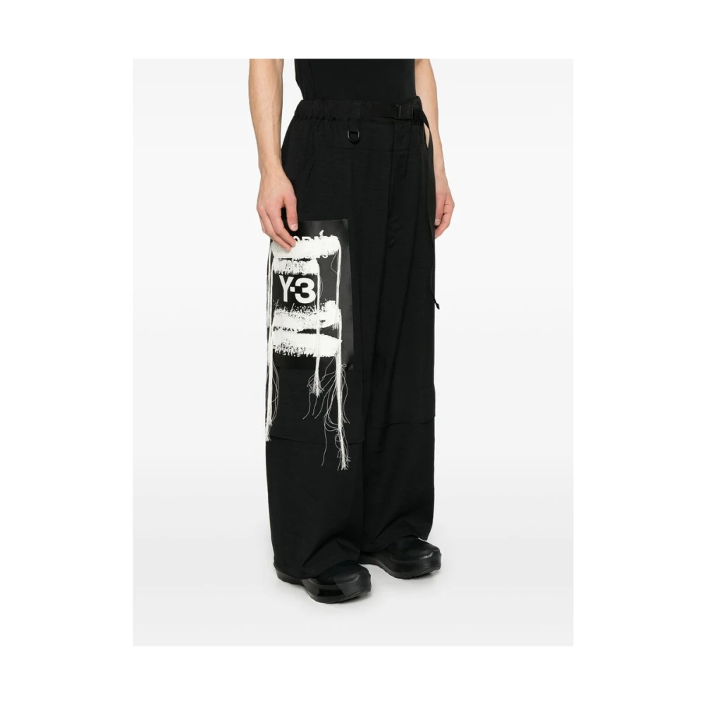 Y-3 Zwarte Broek met Riem en Verborgen Rits Black Heren