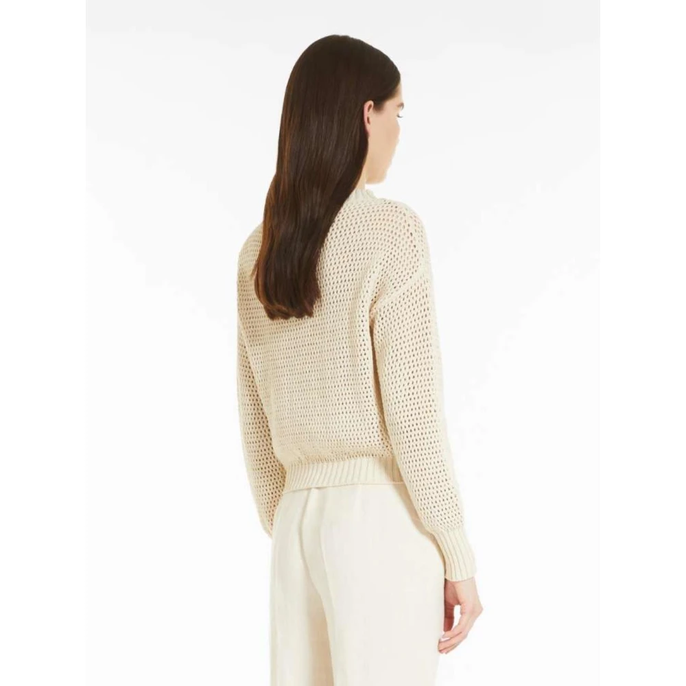 Max Mara Geperforeerde Crew Neck Trui Beige Dames