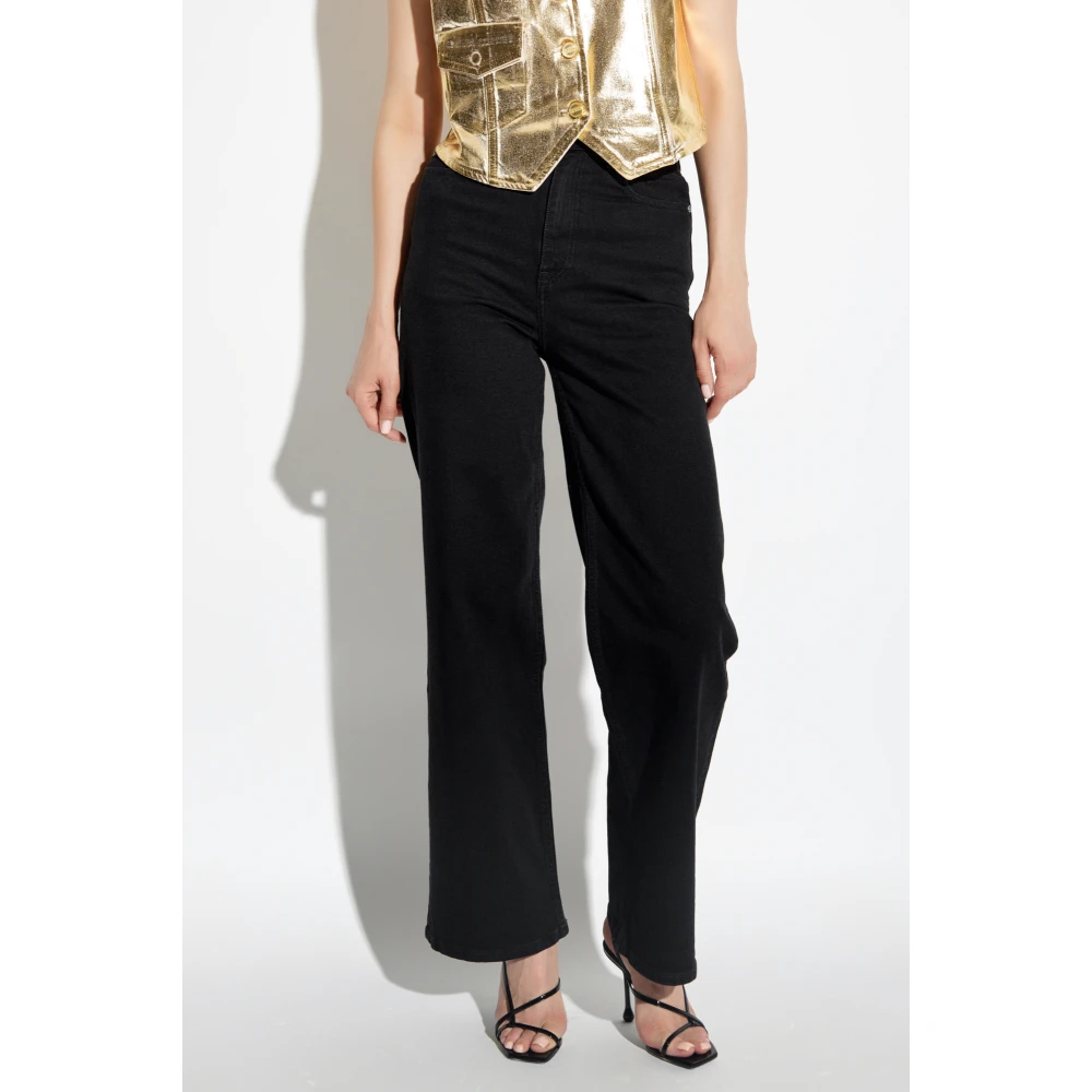 Ganni Straight Leg Jeans Black Dames