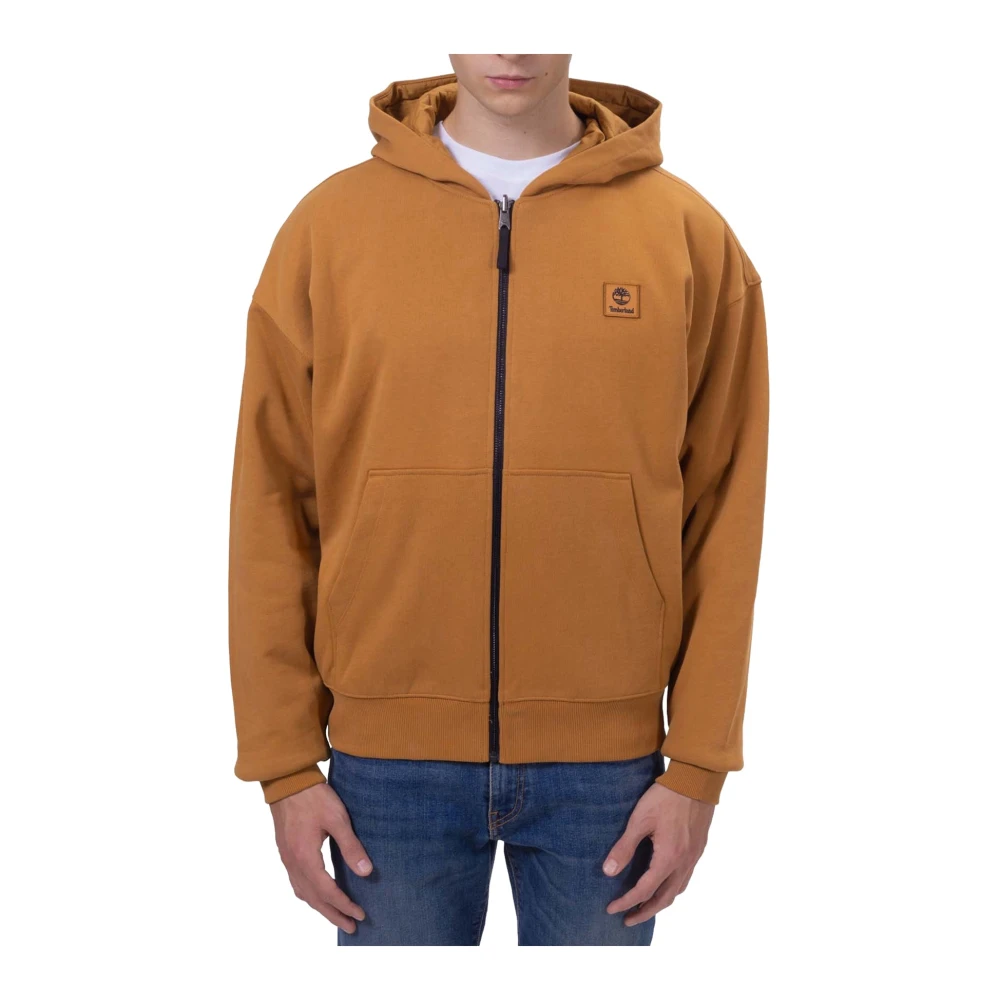 Timberland Bruine Omkeerbare Rits Hoodie Relaxte Pasvorm Brown Heren