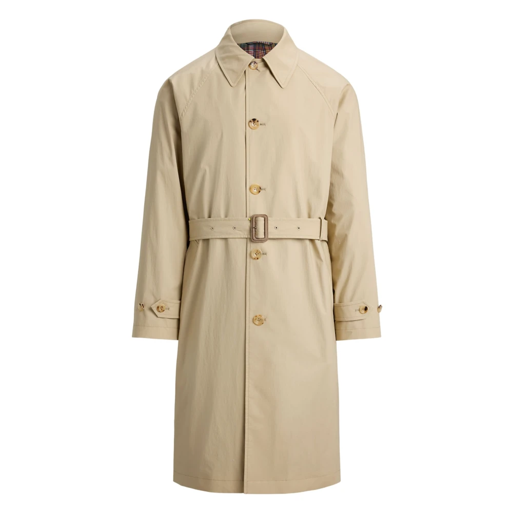 Ralph Lauren Men's Beige Belted Coats, 3XS, Stretch Poplin Balmacaan Coat
