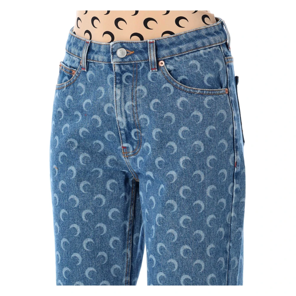Marine Serre Losse Full Moon Jeans Blue Dames