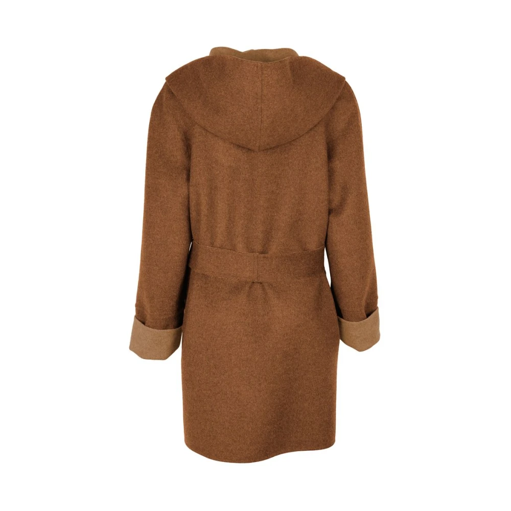 Made in Italia Kameelbruine wollen jas met capuchon Brown Dames