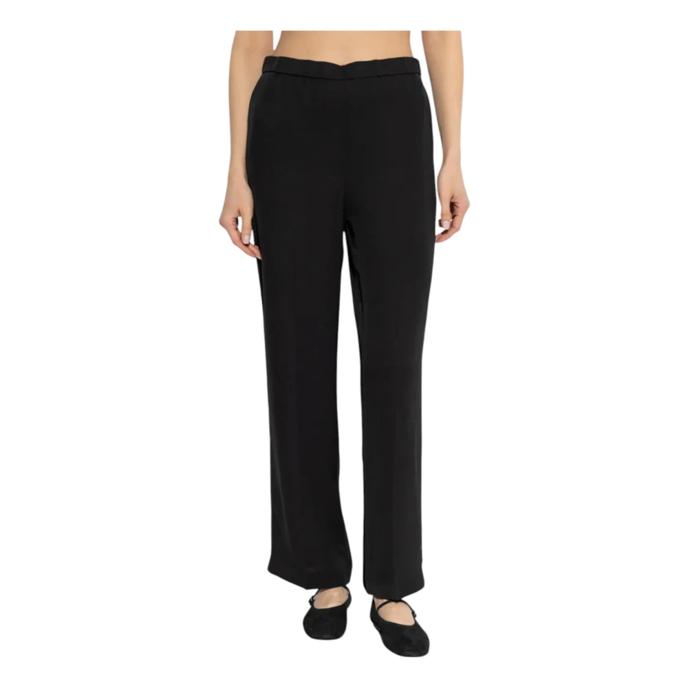 Theory Zijden Loose-Fit Zwarte Broek Black Dames