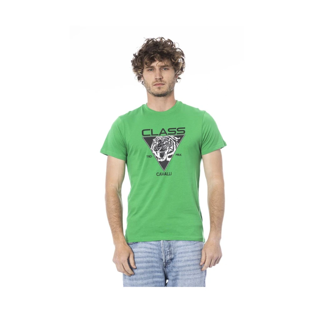 Cavalli Class Green Cotton Men T-Shirt - M - Image 2