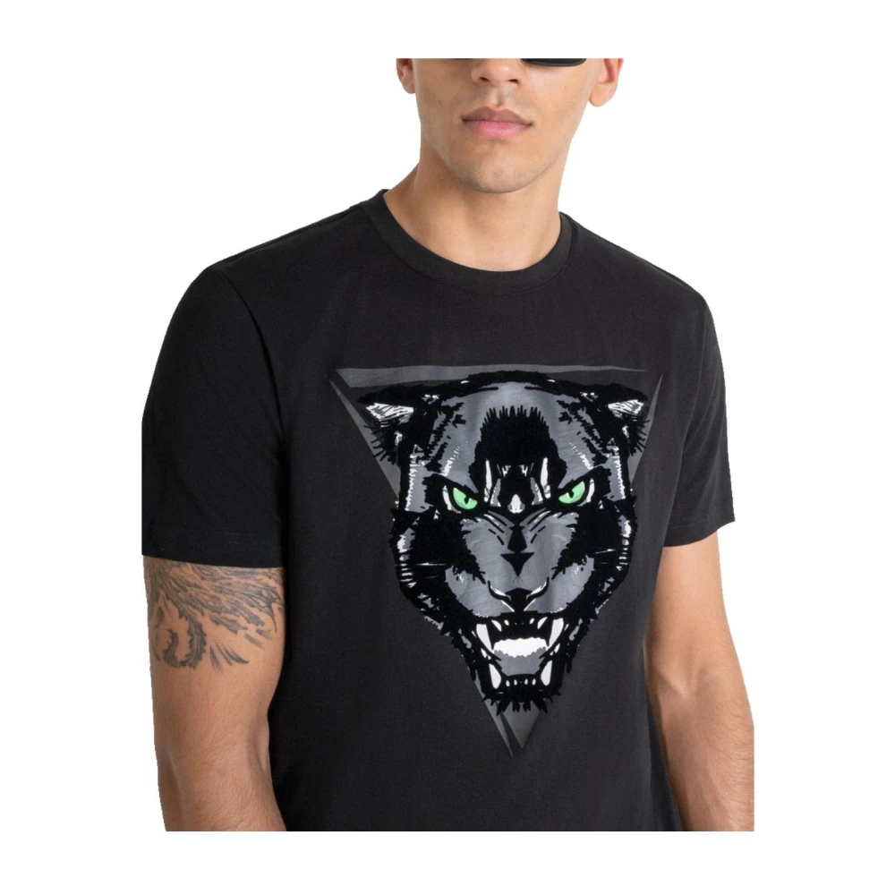 Antony Morato Zwarte Panther Print T-shirt Black Heren