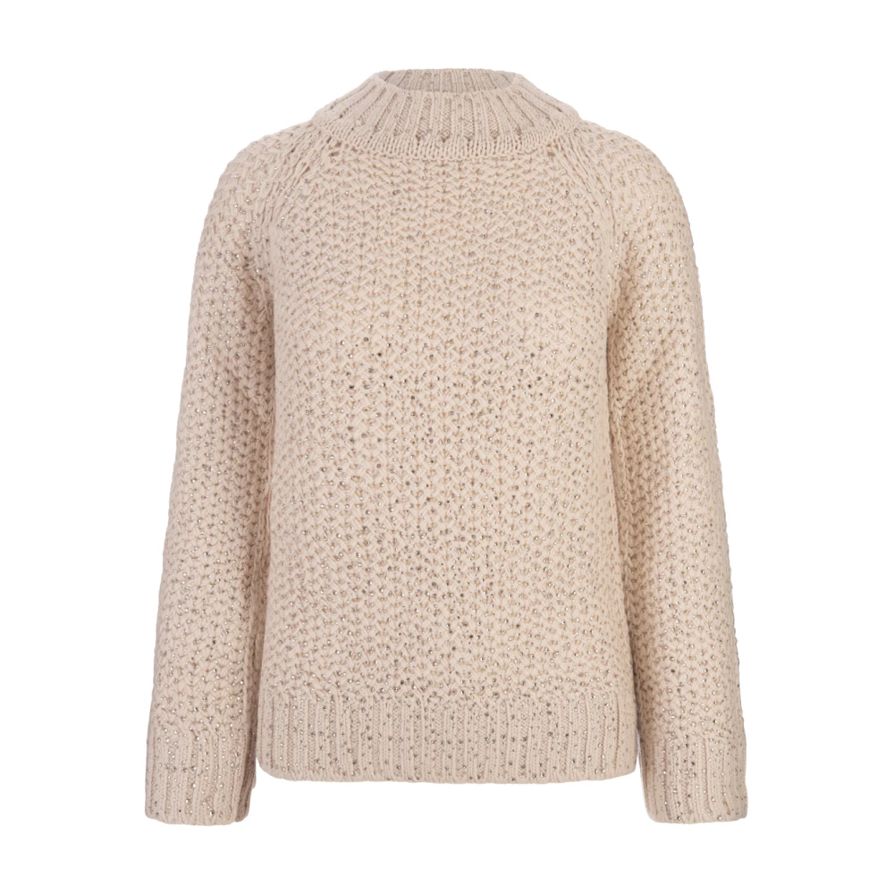 Ermanno Scervino Kristalversierde Crew-Neck Sweater Brown Dames