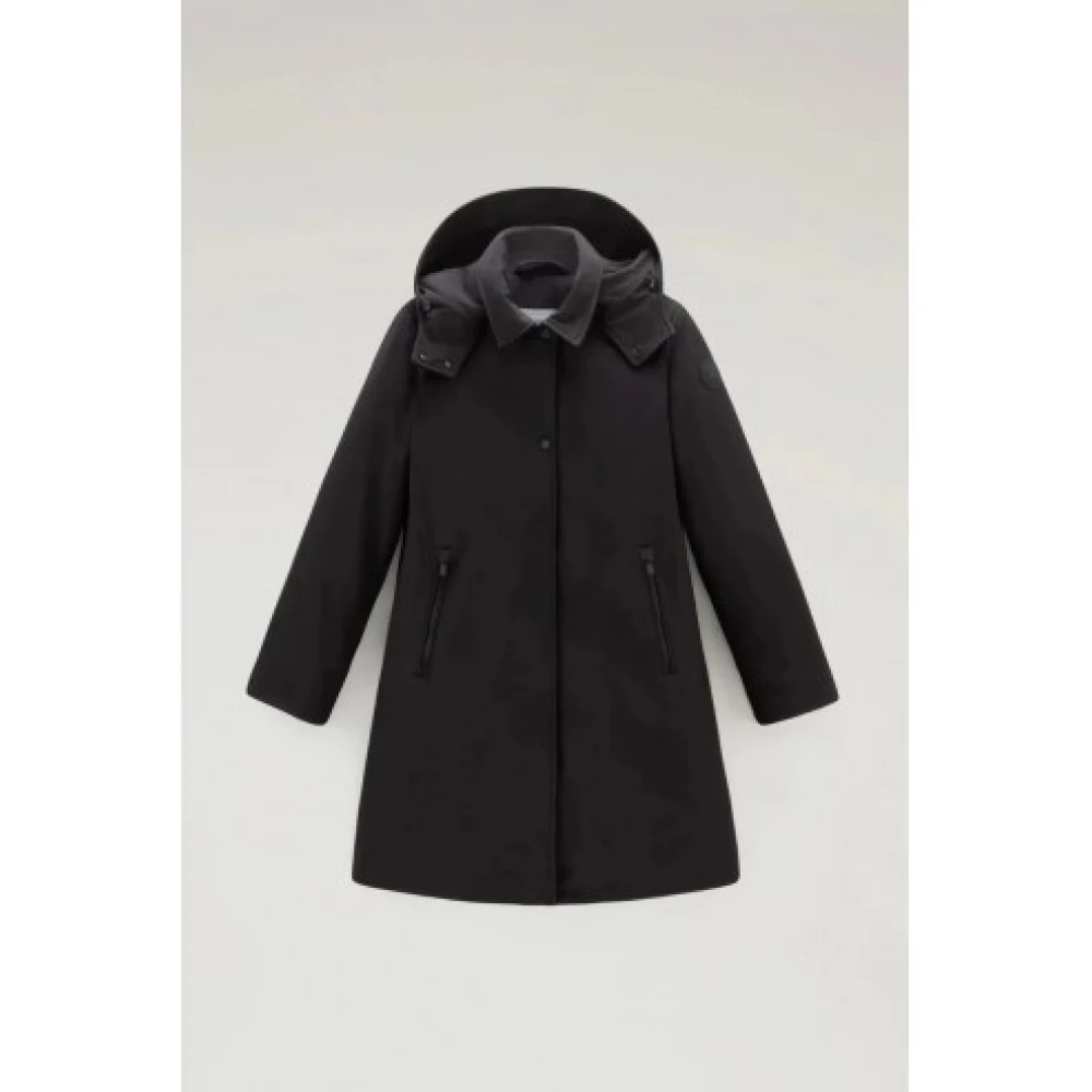 Woolrich Tech Softshell Duck Down Chevron Coat Black Heren