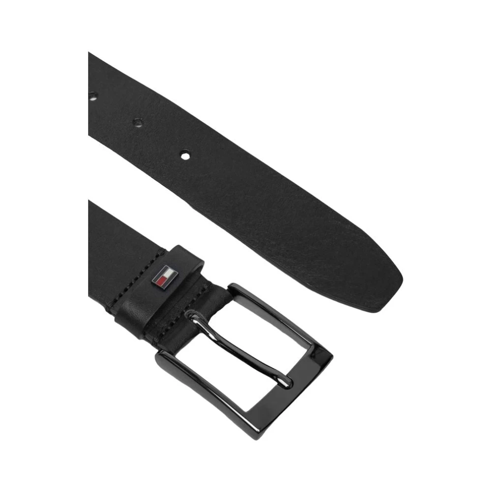Tommy Hilfiger Zwarte Leren Riem Collectie Herfst Winter Black Heren