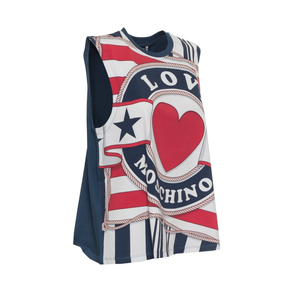 Moschino Mouwloos Katoenen T-shirt met Logo Multicolor Dames