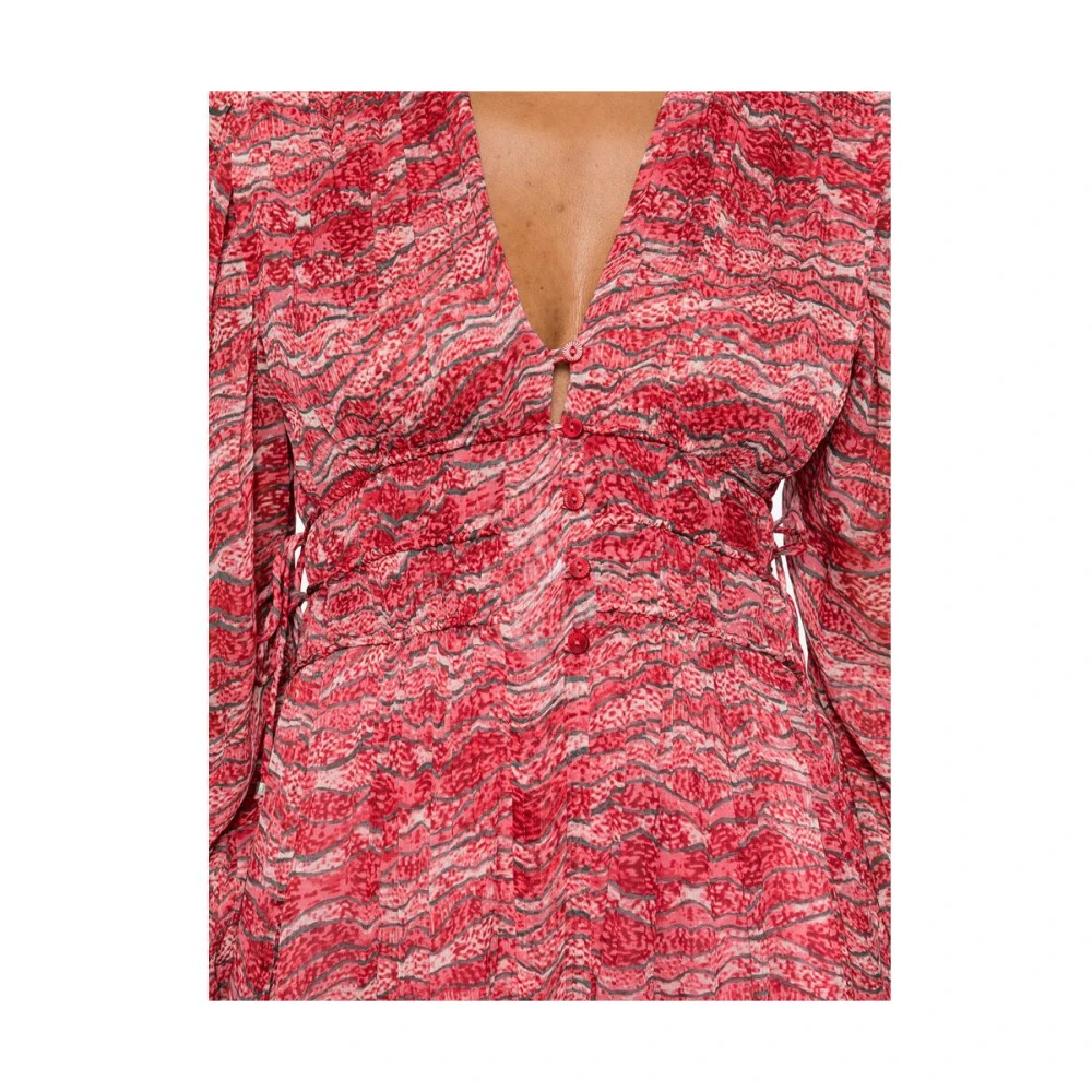 Isabel Marant Étoile Poppy Red Etoile Jurk met Zijstrik Multicolor Dames