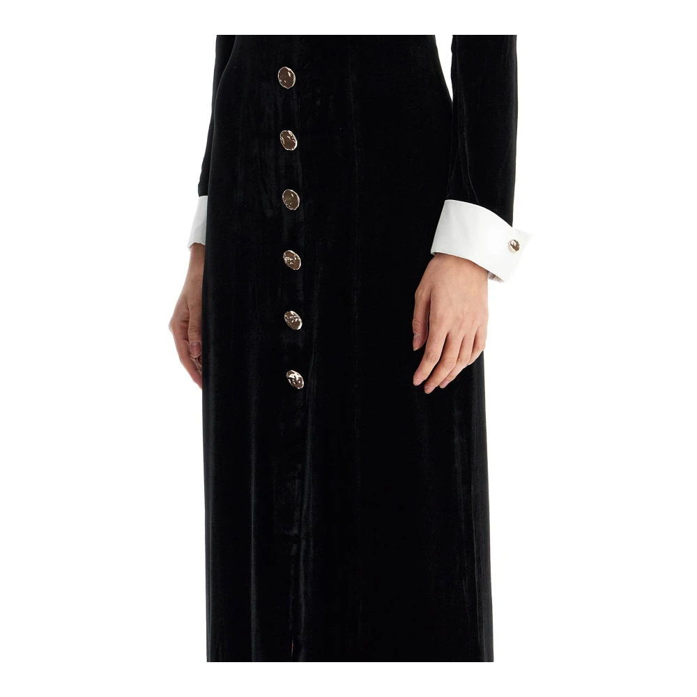 Saloni Fluwelen jurk met knopen Black Dames