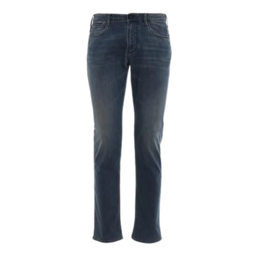 Emporio Armani Slim Fline Jeans met 5 Zakken Blue Heren