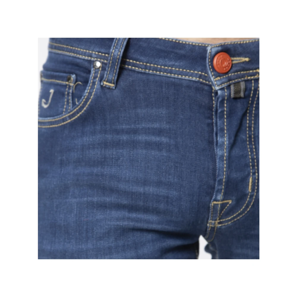 Jacob Cohën Slim Fit Blauwe Jeans met Oranje Details Blue Heren